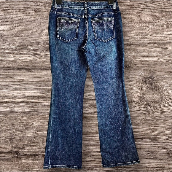 CHICO’S PLATINUM 0.5 = Sz 6 Rhinestoned Embellished Jeans - Picture 3 of 8